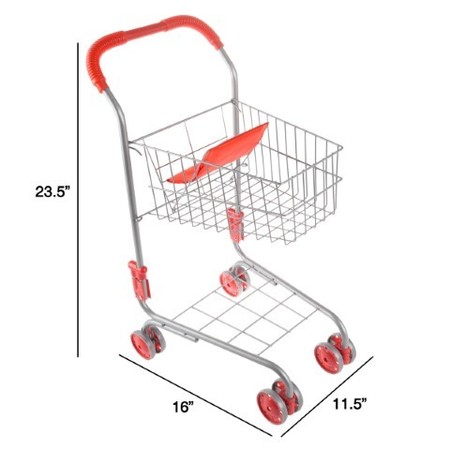 Toy Time Pretend Play Toy Grocery Shopping Cart with Pivoting Front Wheels, Folds for Easy Storage, for Kids 881774TPC